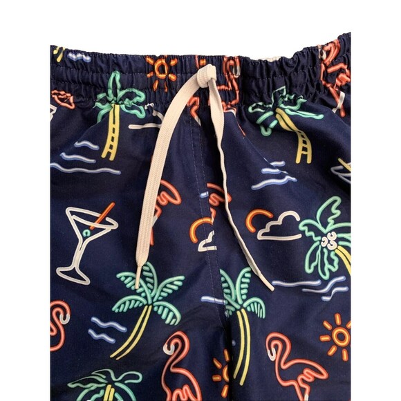 Chubbies Men's Neon Lights Elastic Waist Blue Tropical Print Swim Trunks Medium - Picture 2 of 11